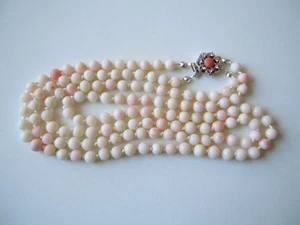 Coral Necklace Angel Skin Ball Necklace 2 Rhg Clasp Coral 39.7g/53cm - Picture 1 of 10