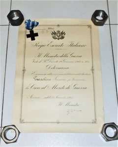 Attestato + LA CROCE AL MERITO DI GUERRA Prima Guerra Mondiale Regio Esercito - Imagen 1 de 3