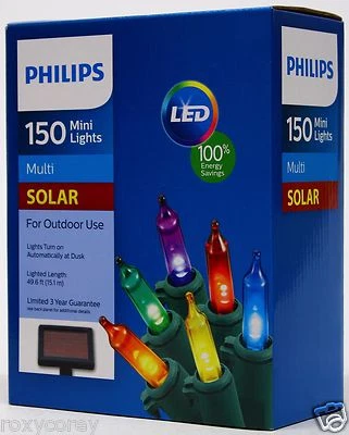 Philips Solar Powered LED 150 Multicolor Mini Luces Bombillas Uso Exterior Nuevo en Caja Foto 1 de 4