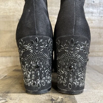 Botas de tornozelo Steve Madden Aubree femininas tamanho 7 couro camurça salto bloco - Imagem 1 de 4