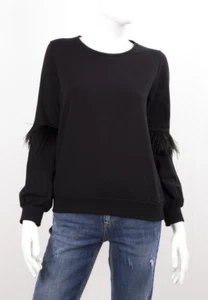 MARKUP WOMAN SWEATSHIRT RUNDHALS SCHWARZ MIT FEDERN AM ÄRMEL ELLENBOGENHÖHE  - Bild 1 von 4