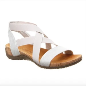BEARPAW Silver Sandal Size 9 Open Toe Brea EUR 40 UK 7 Strappy Shoe - Picture 1 of 13