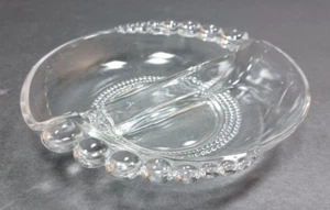Vintage Duncan Miller TEARDROP Bubble Glass 2 Section Divided BOWL Relish Dish - Picture 1 of 12