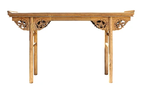 Chinese Raw Wood Altar Dragon Carving Apron Console Side Table cs2735 Cover