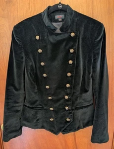 Blazer chaqueta forrada de terciopelo negro vintage para mujer MWC talla 12 botones dorados - Imagen 1 de 8