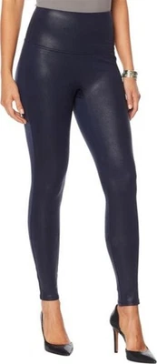 DG2 Diane Gilman Slim Sleek Coated Knit Legging Navy Tall XS NEW (1166) - Image 1 of 4