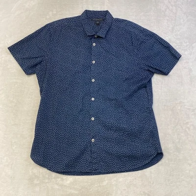 John Varvatos Luxe Men's Blue Dot Print Short Sleeve Button Up Shirt - Image 1 of 4