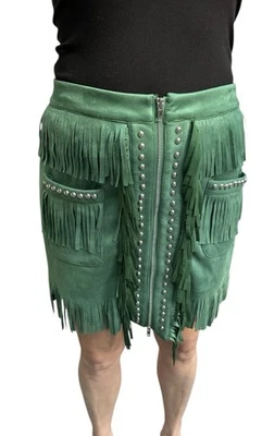 Lucky and Blessed нефрит замши родео молнии с заклепками бахрома юбка женщин M - Изображение 1 из 4