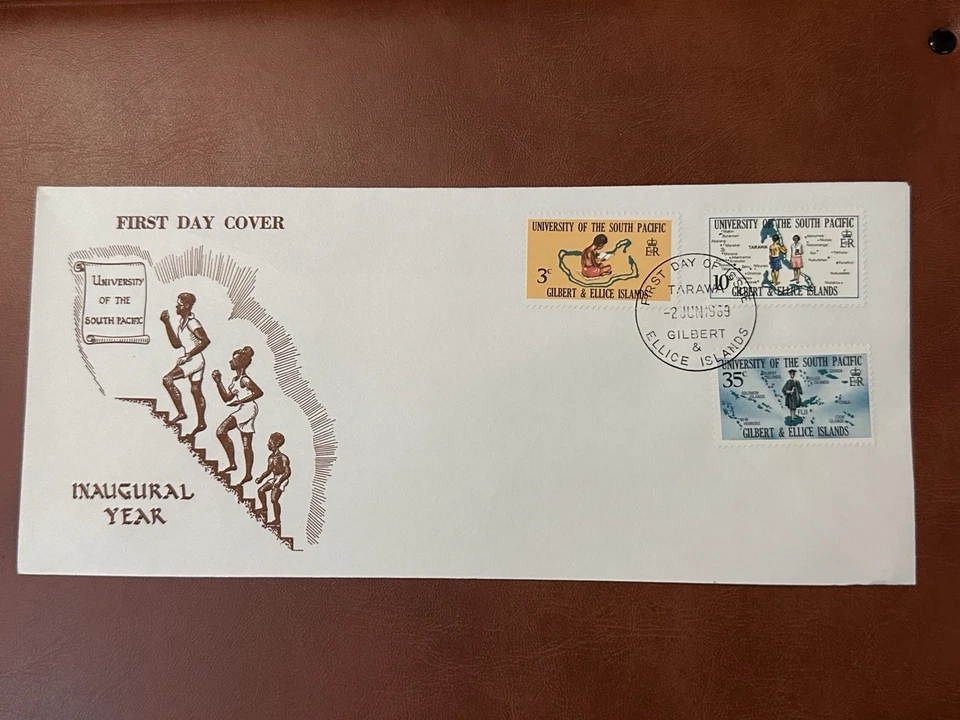 GILBERT  AND ELLICE ISLANDS FDC 1969 University education map - Image 1 of 2