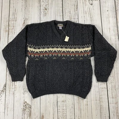 VTG NWT EMS EASTERN MOUNTAIN SPORTS MENS STRIPED FISHERMAN SWEATER 100% WOOL MED - Image 1 of 4