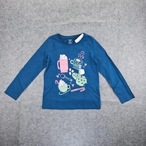 Carter's Girls Hot Cocoa Jersey Long Sleeve Tee NWT Size 5, 10 Blue - Picture 1 of 1