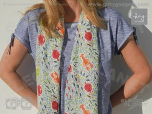 Sea Life Ocean Print Scarf - Crab, Lobster, Fish - Soft Polyester, Marine Gift - Picture 1 of 2