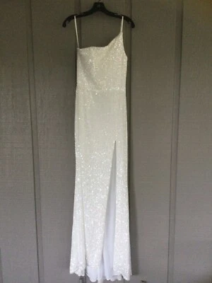 La Femme Sequin Dress Size 6 Women One Shoulder High Slit Sleeveless Long Gown - Image 1 of 4
