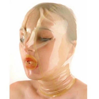 Transparent Latex Hood Open Small Hole for Suffocating Rubber Mask Back Zipper - Image 1 of 3