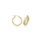 9ct Yellow and White Gold 15mm Hoops Earrings