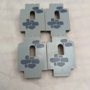 Vintage Lego Castle Wall X 4 4444pb02 Grey Scattered Stones Pattern A - Picture 1 of 6