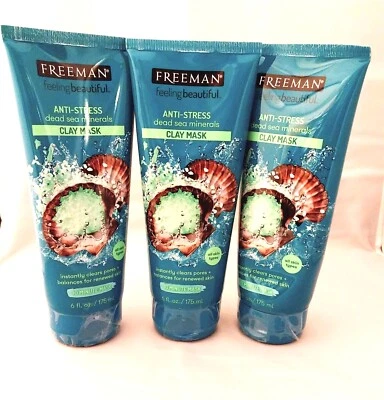 3 x Freeman Feeling Beautiful Anti-Stress Dead Sea Minerals Clay Mask 175ml  - Image 1 of 4