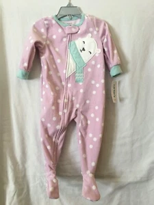 New Carter's Dots Bear Fleece Pajama PJs 1pc Toddler Girl Sleeper Footie U pick - Picture 1 of 1