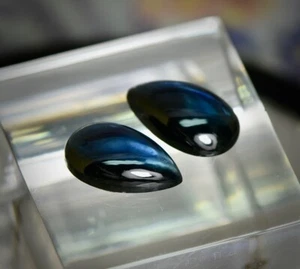 stunning pair australian sapphire cabs 6.6total carats - Picture 1 of 5