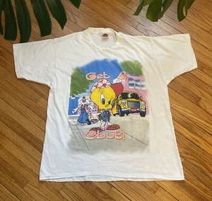 Vintage 90s 1998 XL Tweety Bird Looney Tunes ‘Get A Clue’ Graphic T-Shirt - Picture 1 of 7