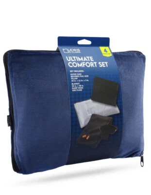 Lewis N. Clark Be Well 4 Piece Ultimate Comfort Set Travel Blanket Mask Pillow