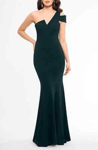 NUEVO VESTIDO BETSY & ADAM Un Hombro Buceo Crepé Talla 10 $239 NEGRO NORDSTROM - Imagen 1 de 2