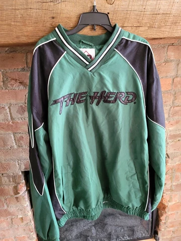 Marshall Thundering Herd Men L Embroidered Pullover Windbreaker Jacket A11 Cover