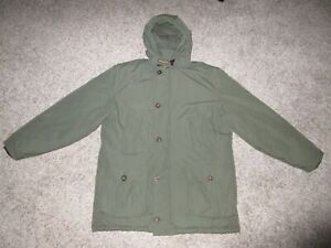 VTG WOOLRICH INSULATED DOWN WINTER COAT PARKA MEN SZ LARGE ARMY GREEN HOODED