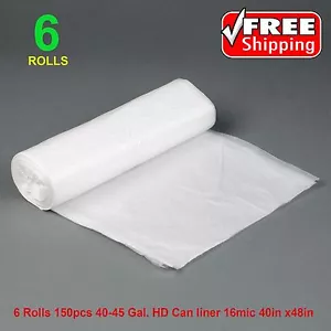 150 piezas 40-45 gal. Delineador de latas HD 16mic 40in x48in natural 25 piezas/rollo; 6 rollos - Imagen 1 de 2
