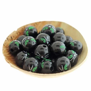 Round Wooden Beads 15mm - Black Cat - 10 Beads - BD2088 - Picture 1 of 1