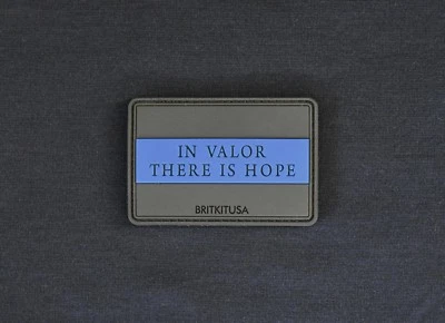 BRITKITUSA In Valor There Is Hope Thin Blue Line 3D PVC Morale Patch Police Honor Guard LEO
