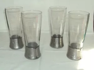 Vintage (4 Stück) Pilsgläser mit Zinnbändern - Bild 1 von 1