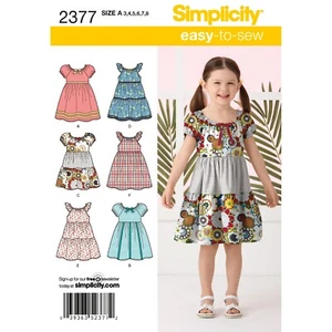 SIMPLICITY 2377 CHILDS DRESSES Sewing Pattern Size 3 - 8 Years Skill: EASY - Picture 1 of 4
