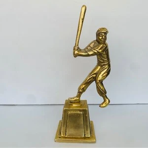 Vintage Brass Baseball Batter Statue Sculpture - Picture 1 of 9