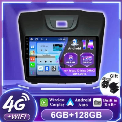 DAB+ Android 14 For Isuzu D-Max DMAX 2012-2016 Car Stereo GPS Navi WIFI 6G+128GB - image 1 of 4