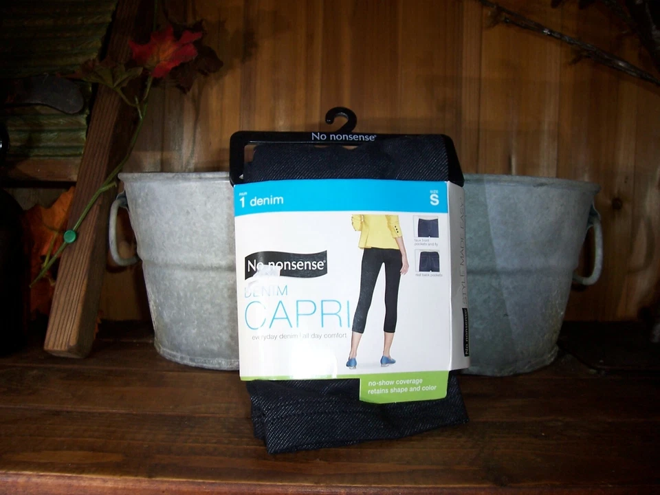 NO NONSENSE LADIES WOMENS BLACK DENIM CAPRI LEGGINGS SIZE SM 4-6 CASUAL PANTS NE - Image 1 of 1