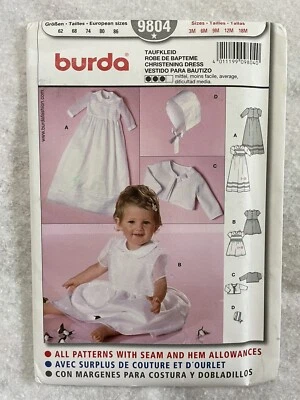 🌷3M-18M Baby Christening Dress Sewing Pattern Burda 9804 Eng Spanish French - Image 1 of 4