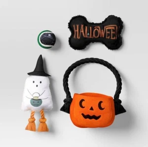 Hyde & EEK! Halloween Pumpkin Trick Or Treat Pail Bundle Plush Dog Toy Set - 4ct - Picture 1 of 4