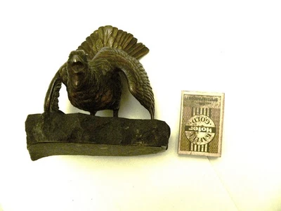 Alte Wiener Bronze-Figur: Auerhahn  Stein-Sockel.11,5x7x2 cm.Auerhahn=10x9x12cm - Bild 1 von 4