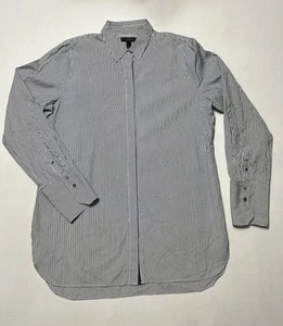 J.CREW Baumwolle langes Hemd mit Knopfleiste blau weiß Banker Streifen Gr. 12-EUC - Bild 1 von 14