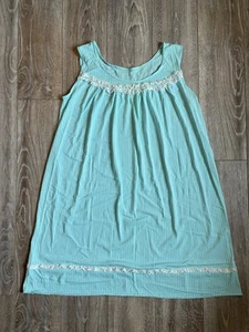 VTG Dutchmaid Nightgown House Dress Sleeveless Blue Nylon SZ/16 Granny Core - Picture 1 of 9