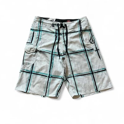 Vintage Y2K Volcom Board Shorts Men’s Size 30 White Blue Surf Swimwear Skater - Image 1 of 4