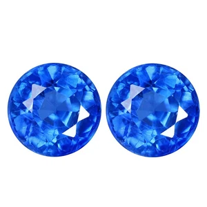 1.26 Ct VVS [2Pcs Pair] Phenomenal Round 5.8 MM Royal Blue 100% Natural Kyanite - Picture 1 of 5