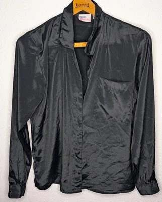 Camisa Top Blusa Avon Fashions Negra Con Botones Talla 9/10 Grande De Colección 80 (181 Foto 1 de 3