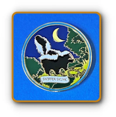 Geocoin 2007 Wildlife Muggles Sniffer Skunk Polished Gold Unactivated - Image 1 of 2