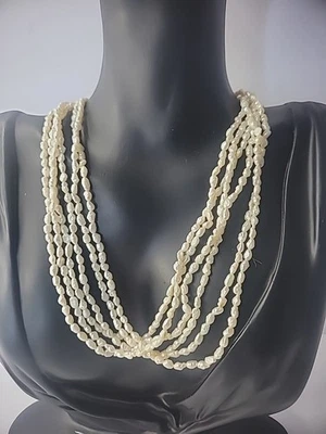 Vintage I Monili Etruschi Freshwater Pearls Multi Strand White Gold Tone Clasp - Image 1 of 4
