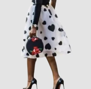 J Crew Organza Damen Rock Größe 6 Organza A-Linie durchsichtig elfenbein schwarz Herzen fließend - Bild 1 von 8