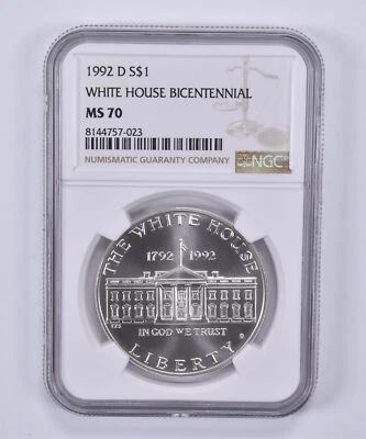 1992-D White House Commemorative Dollar MS70 NGC Brown Label - Image 1 of 4