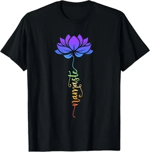Namaste Lotus Flower Meditation Yoga Gift Unisex T-Shirt - Picture 1 of 4