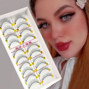 10 Pairs False Eyelashes Natural Long Eye Lashes Handmade Soft Black Makeup Set" - Picture 1 of 12